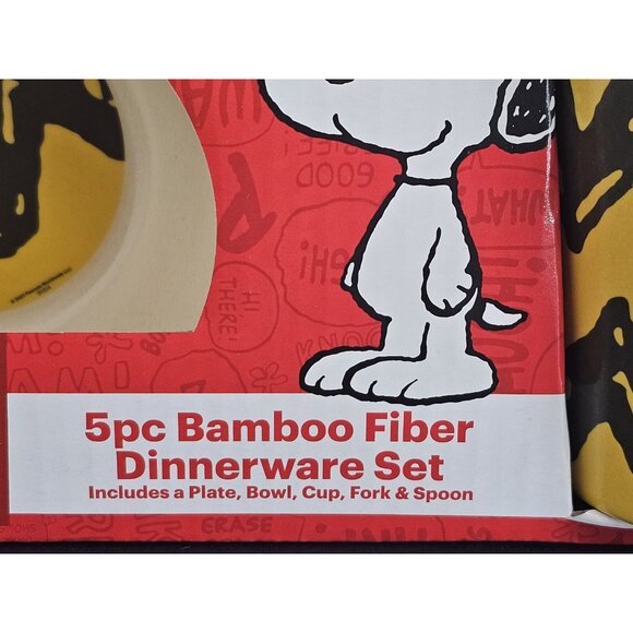 Peanuts 5 Pc Dinnerware Set~Bamboo Fiber~New In Box - Picture 2 of 7